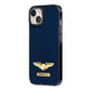 Personalised Pilot Wings iPhone 14 Black Impact Case Side Angle on Silver phone