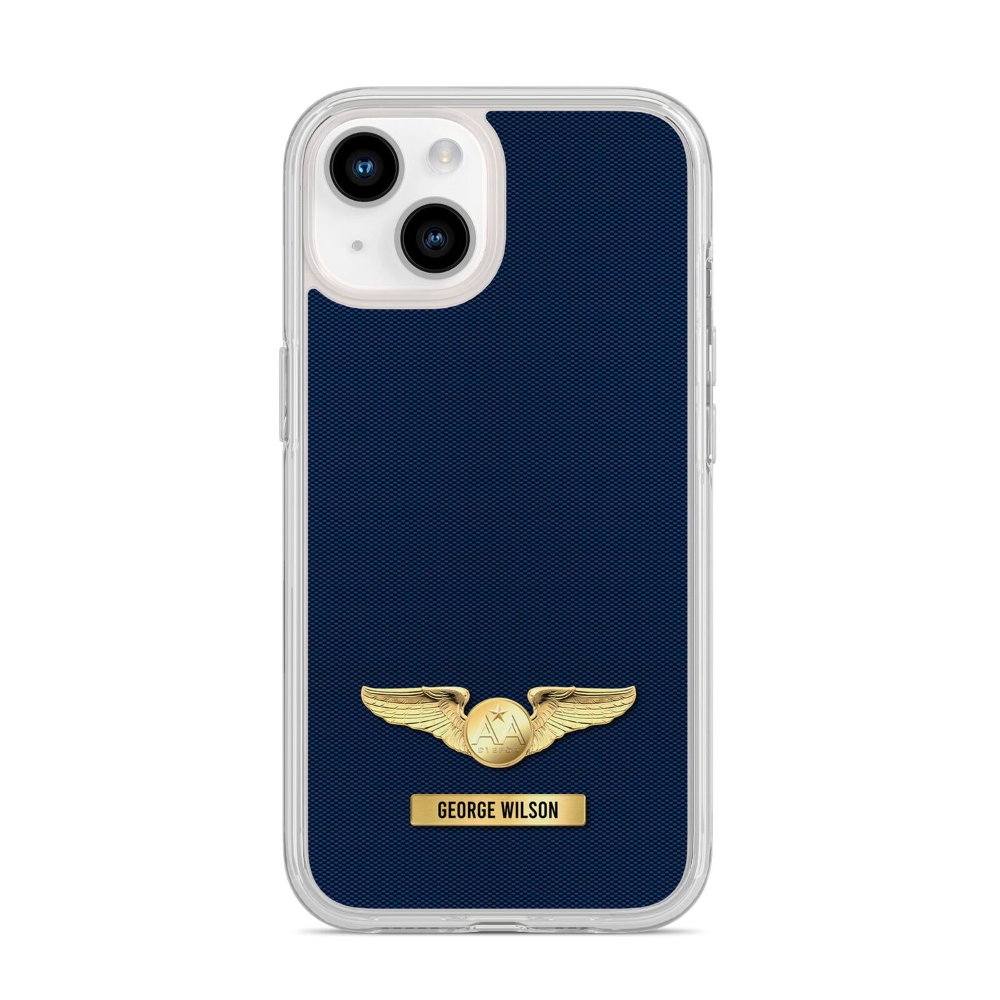 Personalised Pilot Wings iPhone 14 Clear Tough Case Starlight