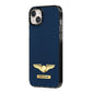 Personalised Pilot Wings iPhone 14 Plus Black Impact Case Side Angle on Silver phone