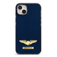 Personalised Pilot Wings iPhone 14 Plus Black Impact Case on Silver phone