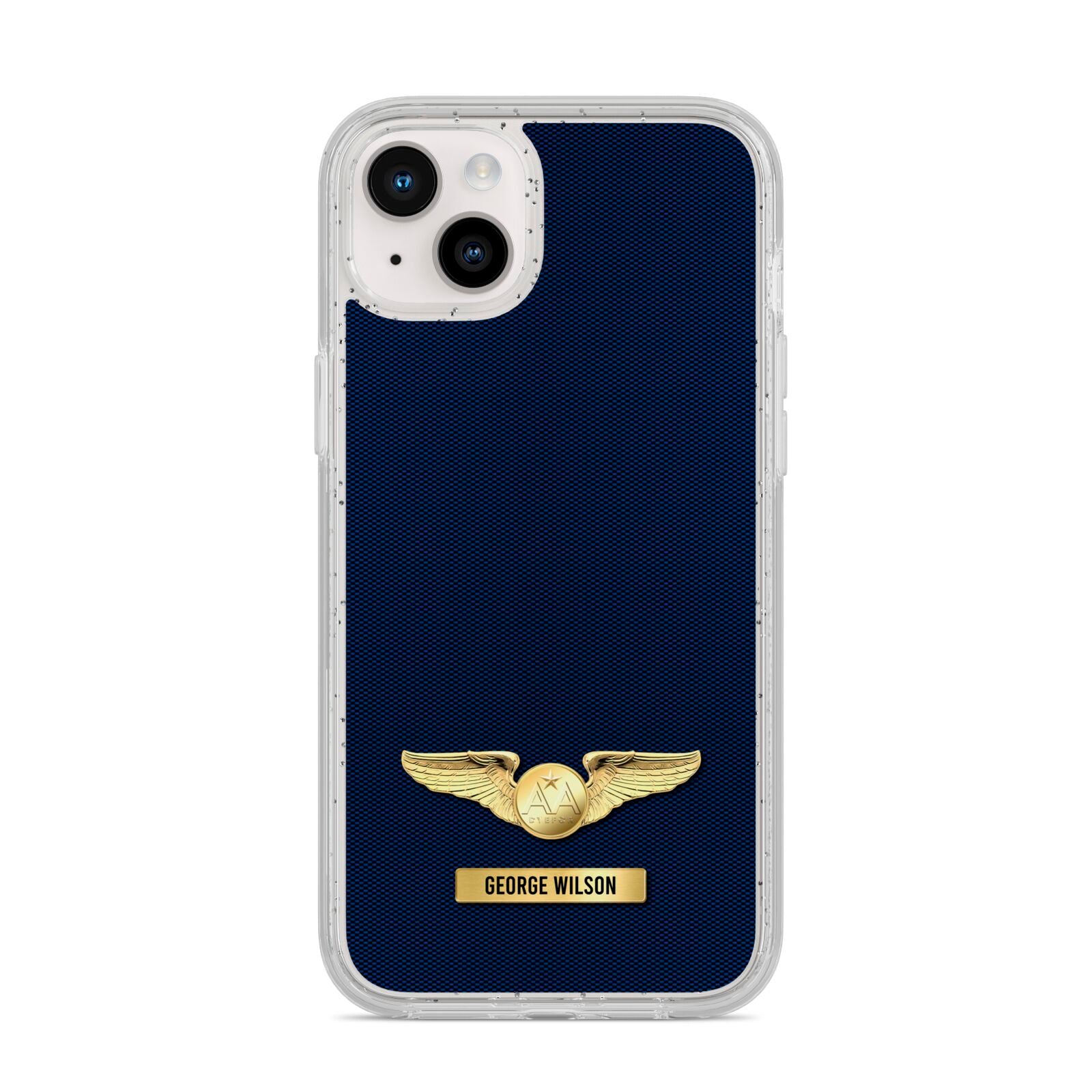 Personalised Pilot Wings iPhone 14 Plus Glitter Tough Case Starlight
