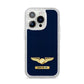 Personalised Pilot Wings iPhone 14 Pro Glitter Tough Case Silver