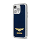Personalised Pilot Wings iPhone 14 Pro Max Clear Tough Case Silver Angled Image
