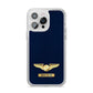 Personalised Pilot Wings iPhone 14 Pro Max Clear Tough Case Silver