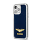 Personalised Pilot Wings iPhone 14 Pro Max Glitter Tough Case Silver Angled Image