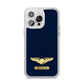 Personalised Pilot Wings iPhone 14 Pro Max Glitter Tough Case Silver