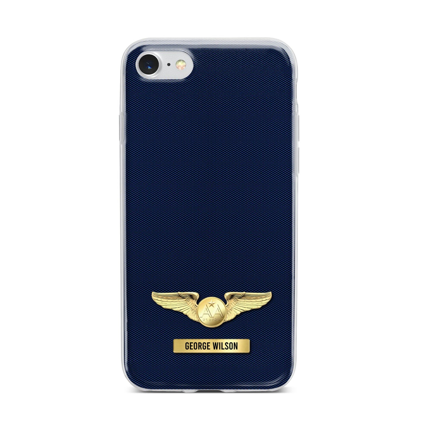 Personalised Pilot Wings iPhone 7 Bumper Case on Silver iPhone