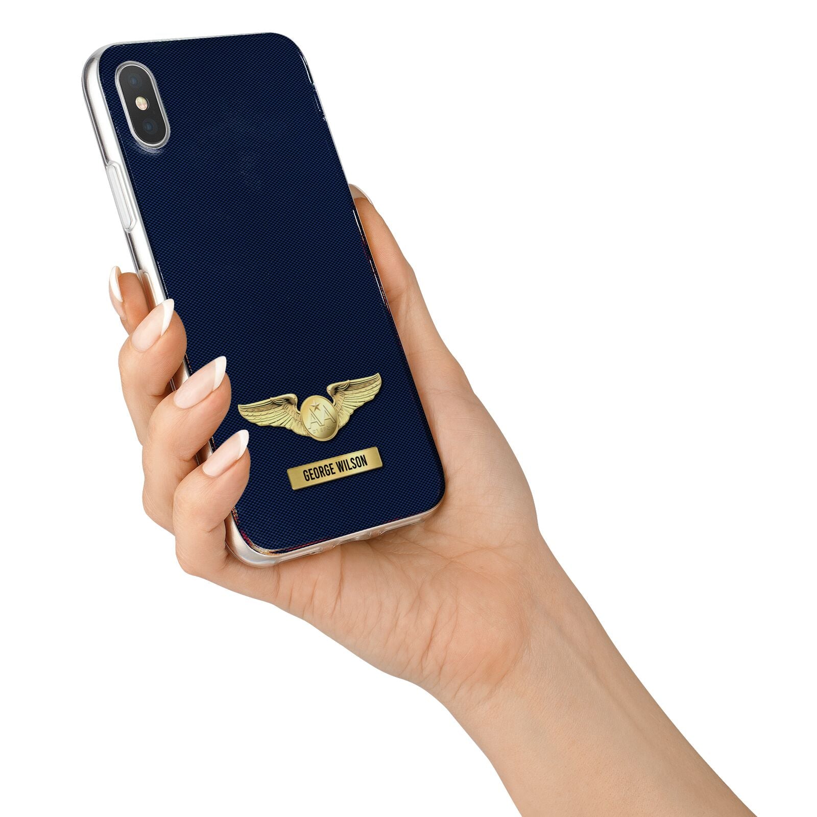Personalised Pilot Wings iPhone X Bumper Case on Silver iPhone Alternative Image 2
