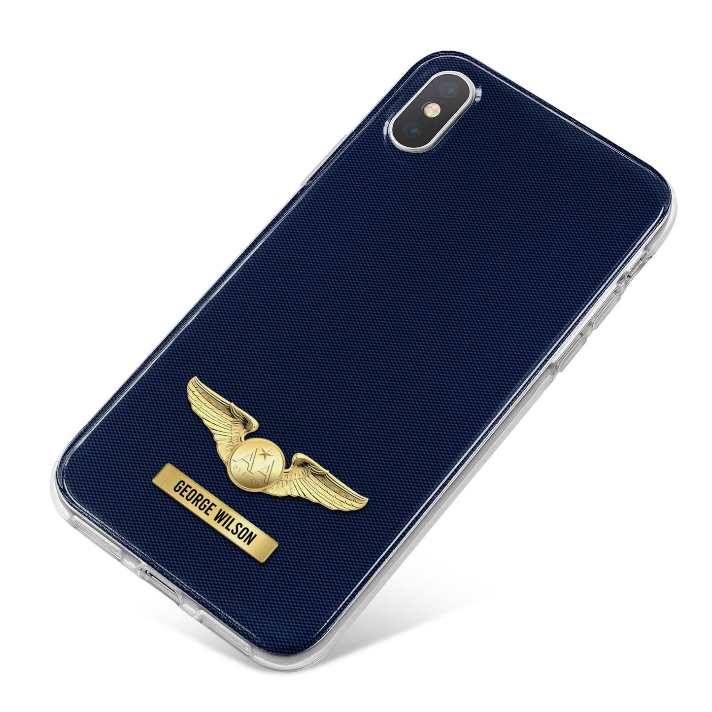Personalised Pilot Wings iPhone X Bumper Case on Silver iPhone