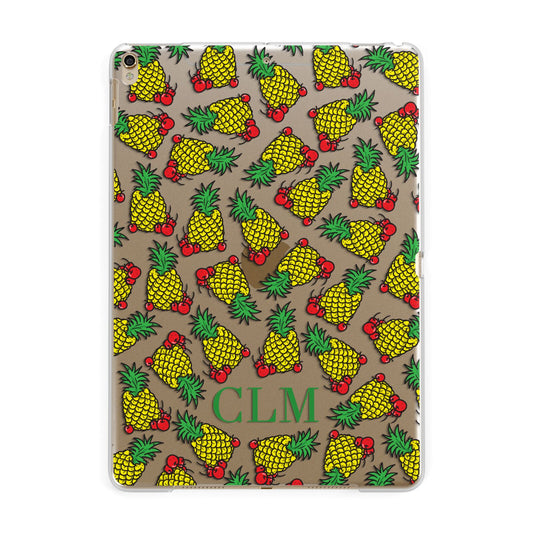 Personalised Pineapple Initials Clear Apple iPad Gold Case