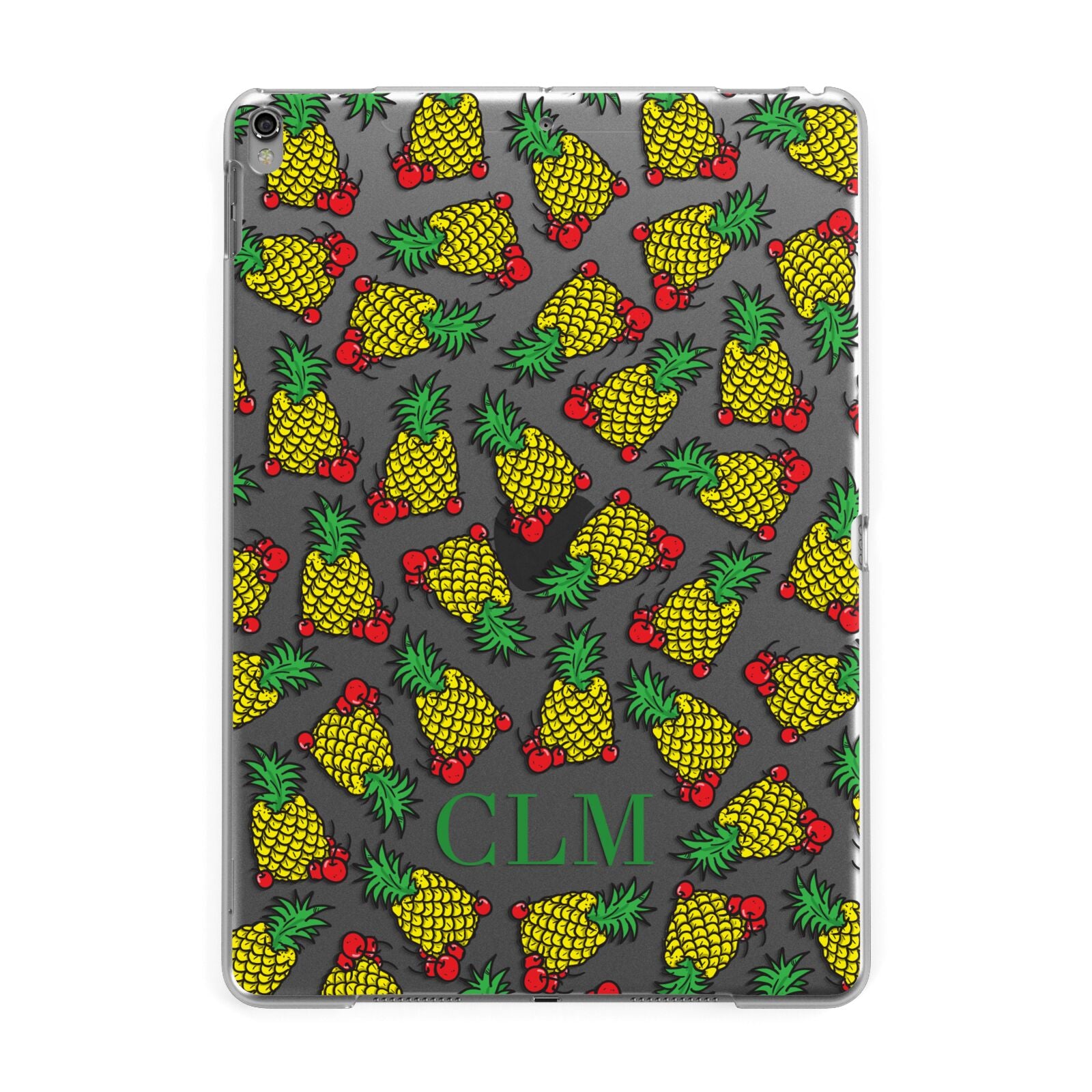 Personalised Pineapple Initials Clear Apple iPad Grey Case