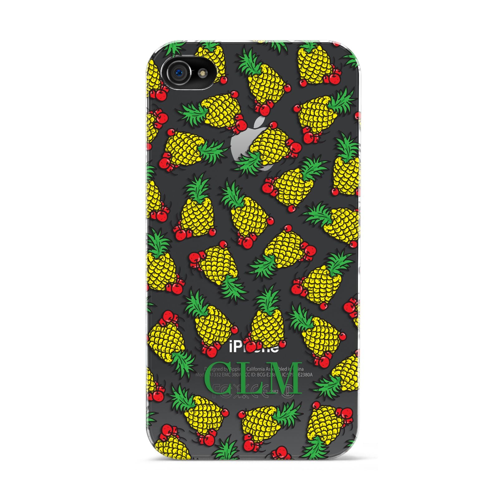 Personalised Pineapple Initials Clear Apple iPhone 4s Case