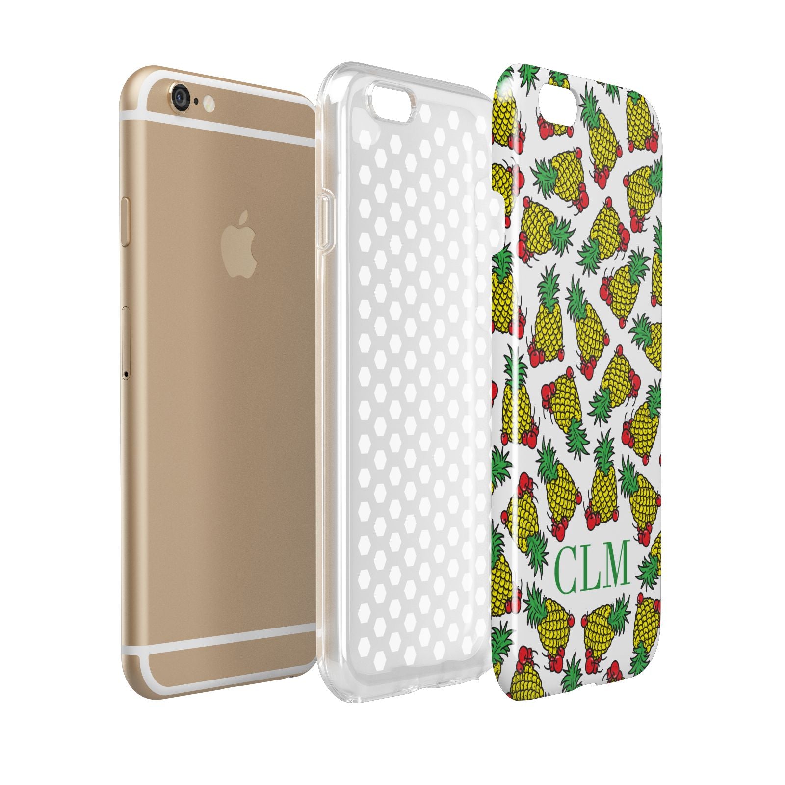 Personalised Pineapple Initials Clear Apple iPhone 6 3D Tough Case Expanded view