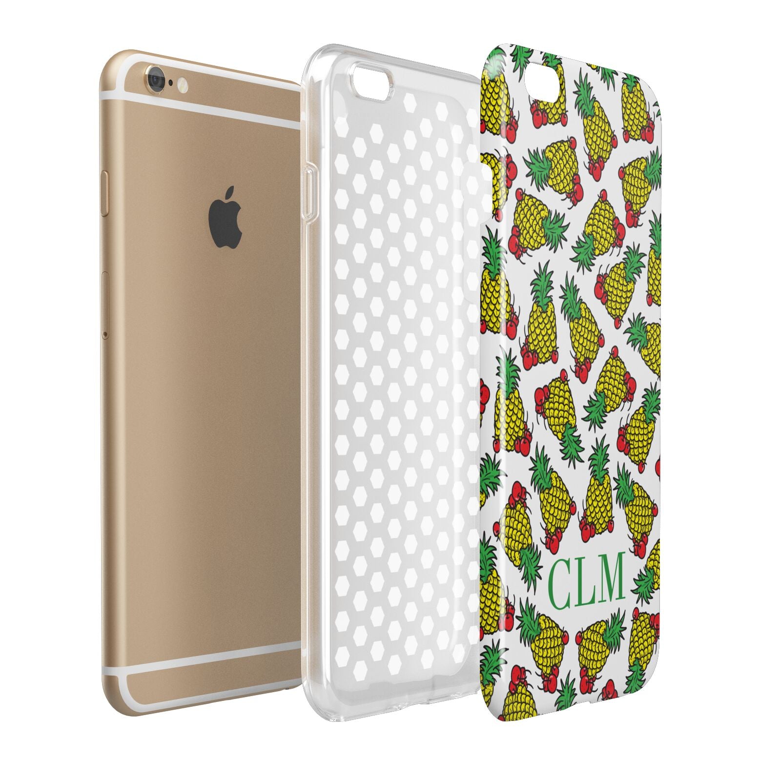 Personalised Pineapple Initials Clear Apple iPhone 6 Plus 3D Tough Case Expand Detail Image
