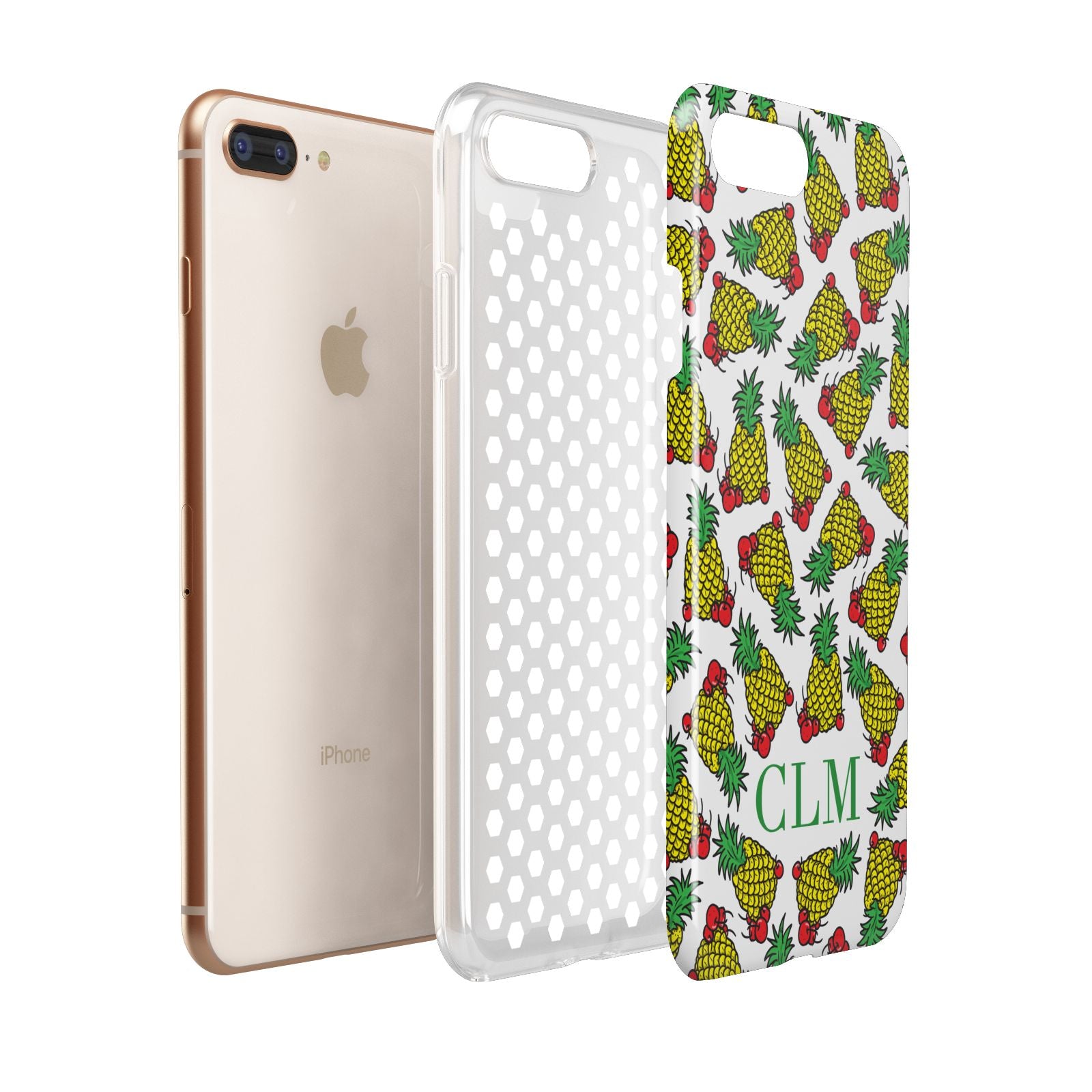 Personalised Pineapple Initials Clear Apple iPhone 7 8 Plus 3D Tough Case Expanded View