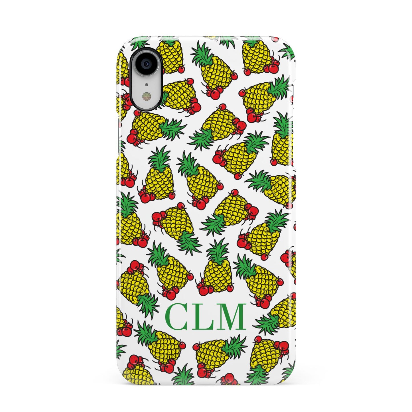Personalised Pineapple Initials Clear Apple iPhone XR White 3D Snap Case