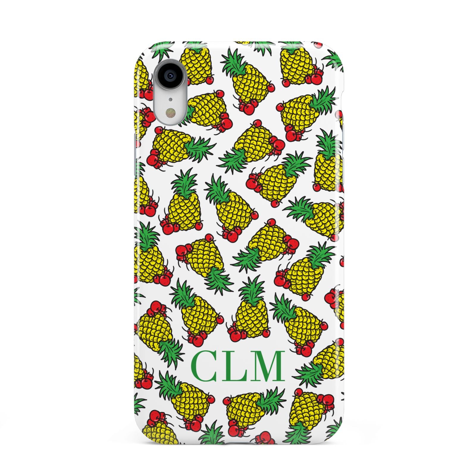 Personalised Pineapple Initials Clear Apple iPhone XR White 3D Tough Case