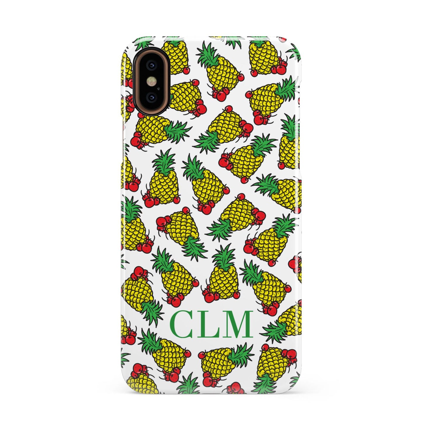 Personalised Pineapple Initials Clear Apple iPhone XS 3D Snap Case