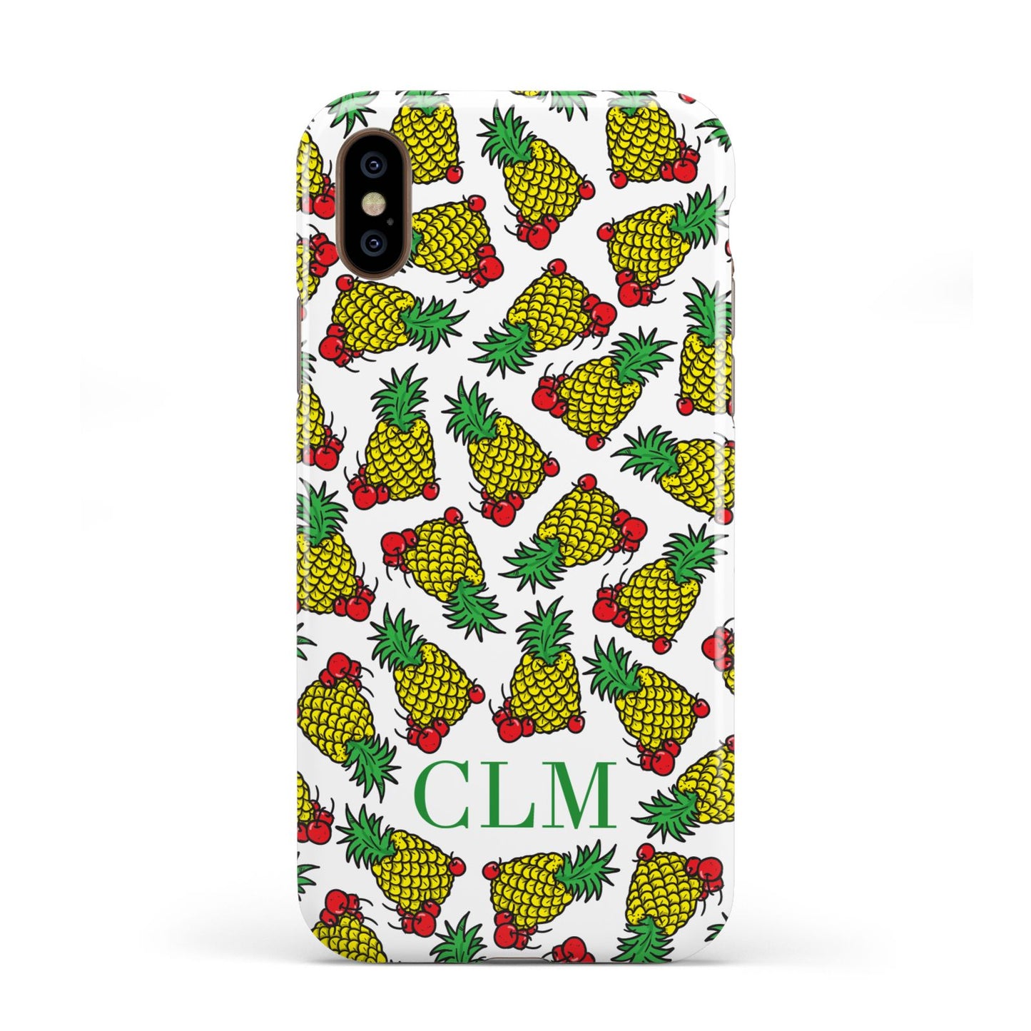 Personalised Pineapple Initials Clear Apple iPhone XS 3D Tough