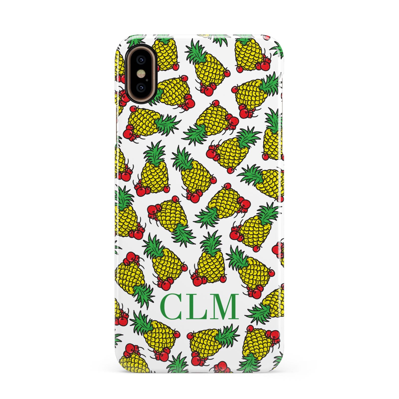 Personalised Pineapple Initials Clear Apple iPhone Xs Max 3D Snap Case