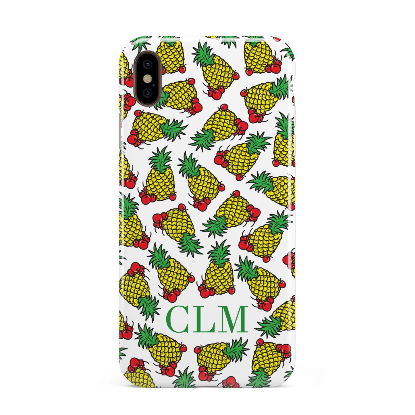 Personalised Pineapple Initials Clear Apple iPhone Xs Max 3D Tough Case