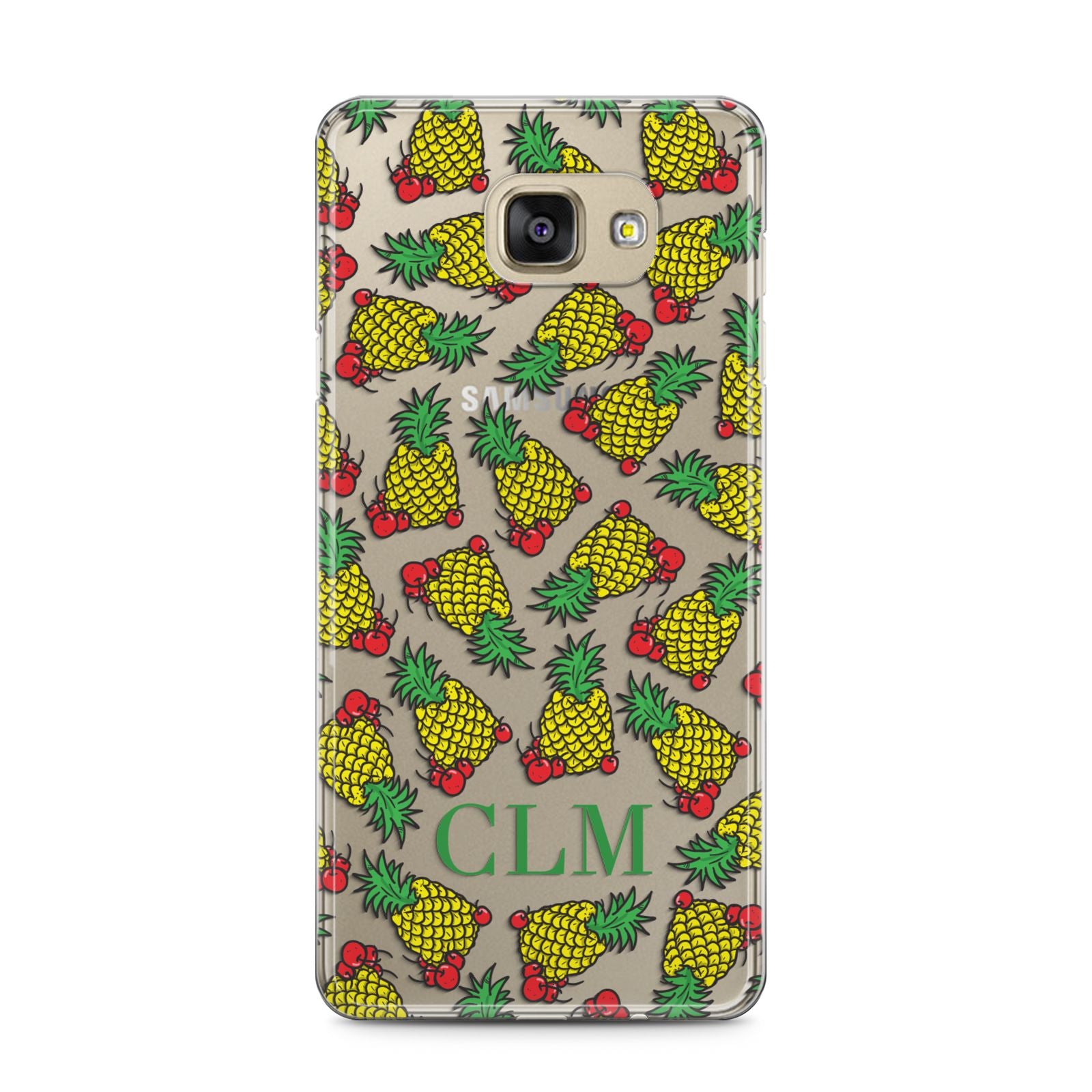 Personalised Pineapple Initials Clear Samsung Galaxy A5 2016 Case on gold phone