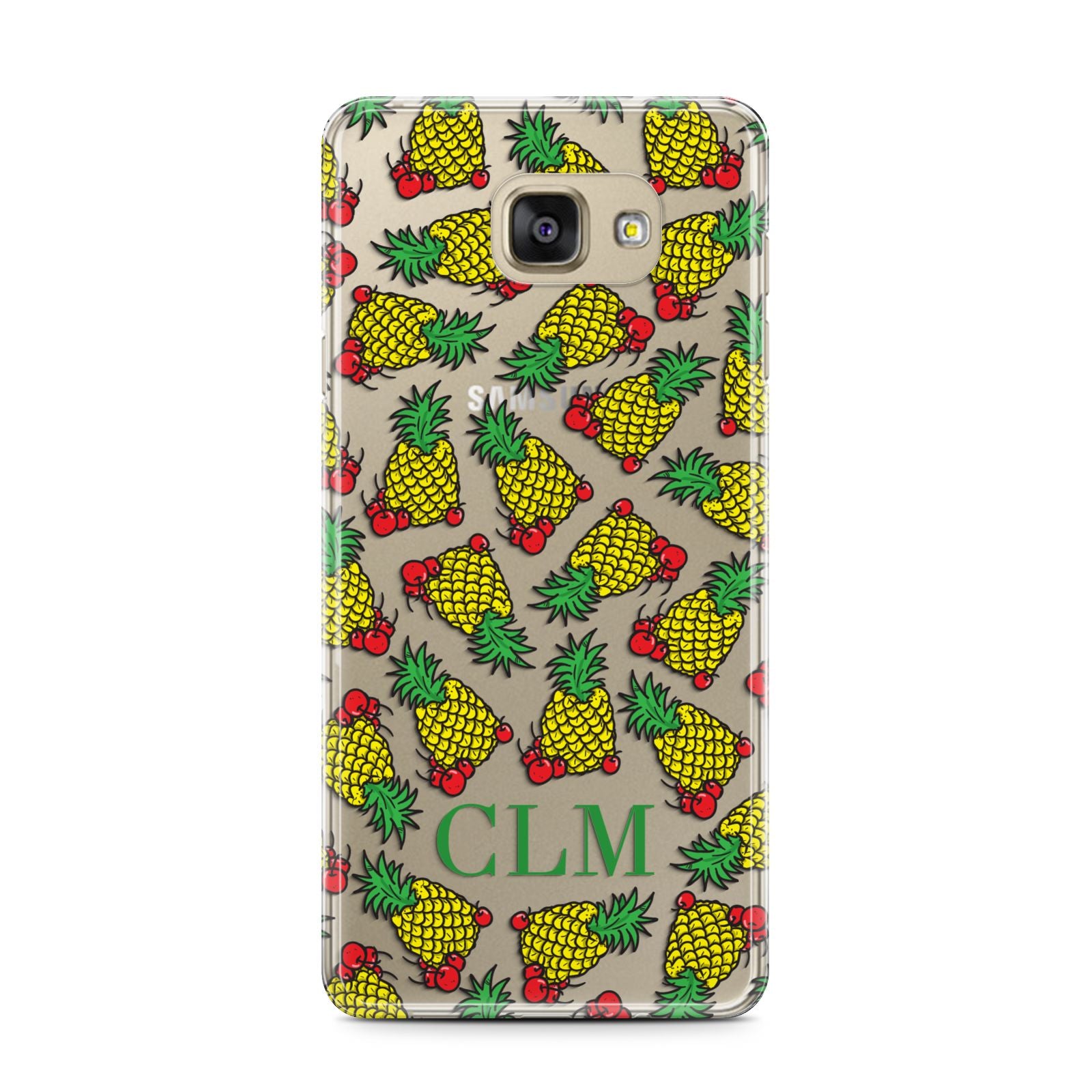 Personalised Pineapple Initials Clear Samsung Galaxy A7 2016 Case on gold phone