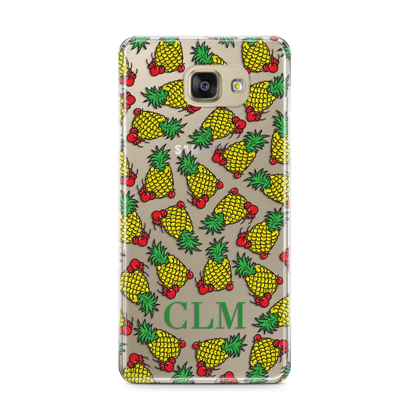 Personalised Pineapple Initials Clear Samsung Galaxy A9 2016 Case on gold phone