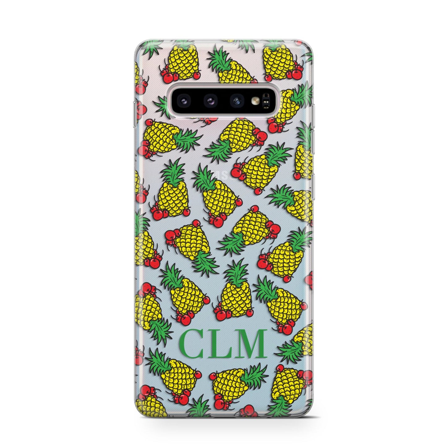 Personalised Pineapple Initials Clear Samsung Galaxy S10 Case