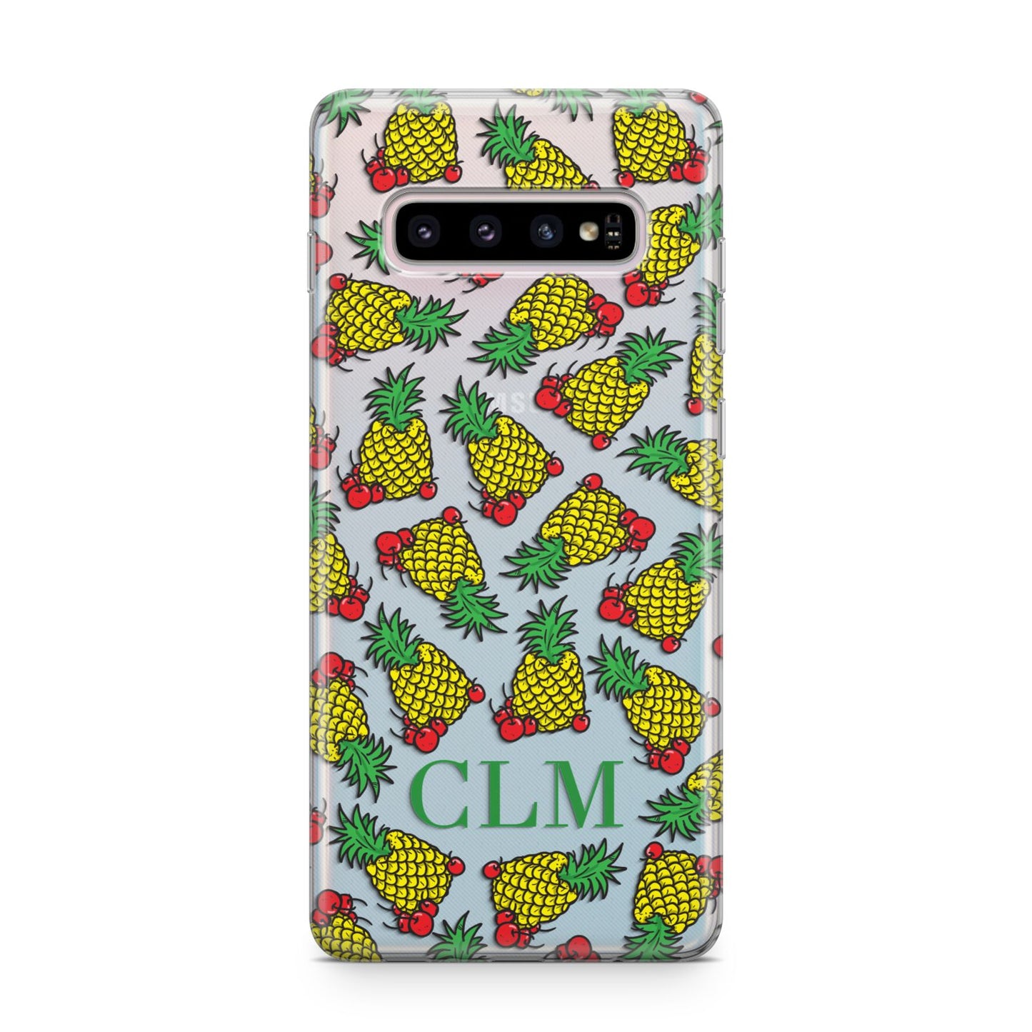 Personalised Pineapple Initials Clear Samsung Galaxy S10 Plus Case