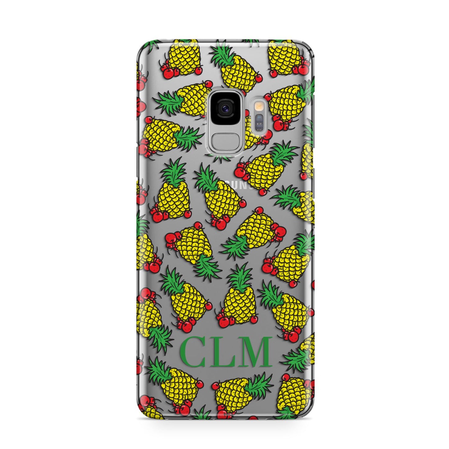 Personalised Pineapple Initials Clear Samsung Galaxy S9 Case