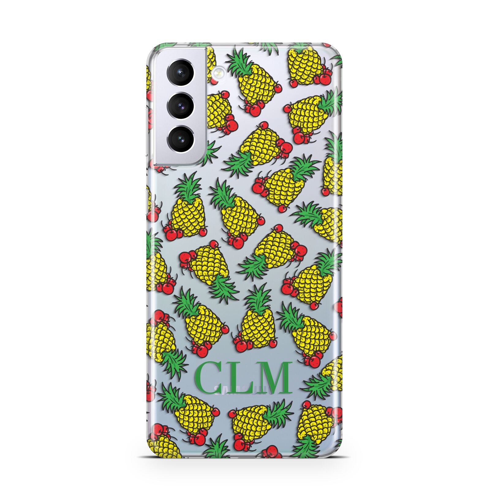 Personalised Pineapple Initials Clear Samsung S21 Plus Phone Case