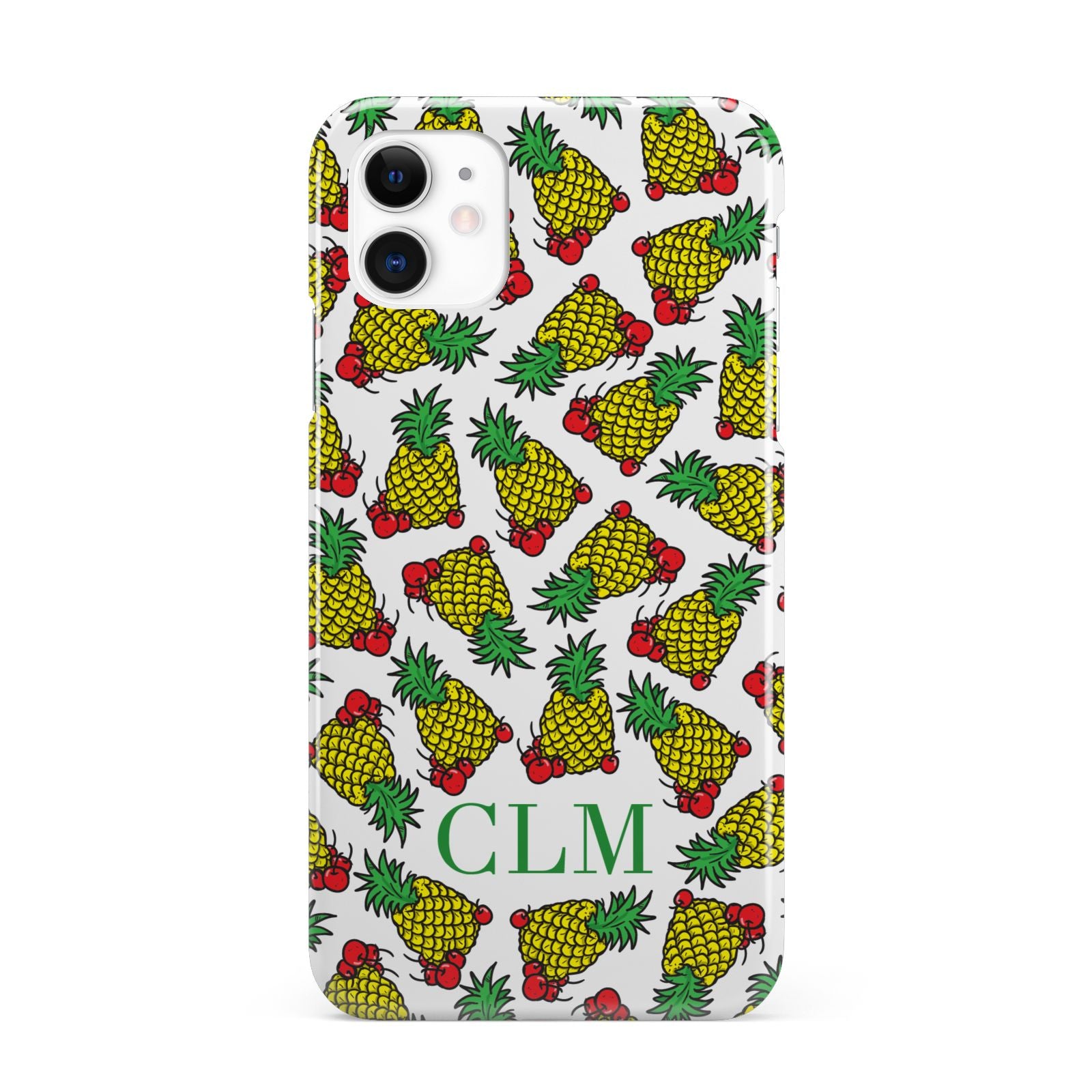 Personalised Pineapple Initials Clear iPhone 11 3D Snap Case