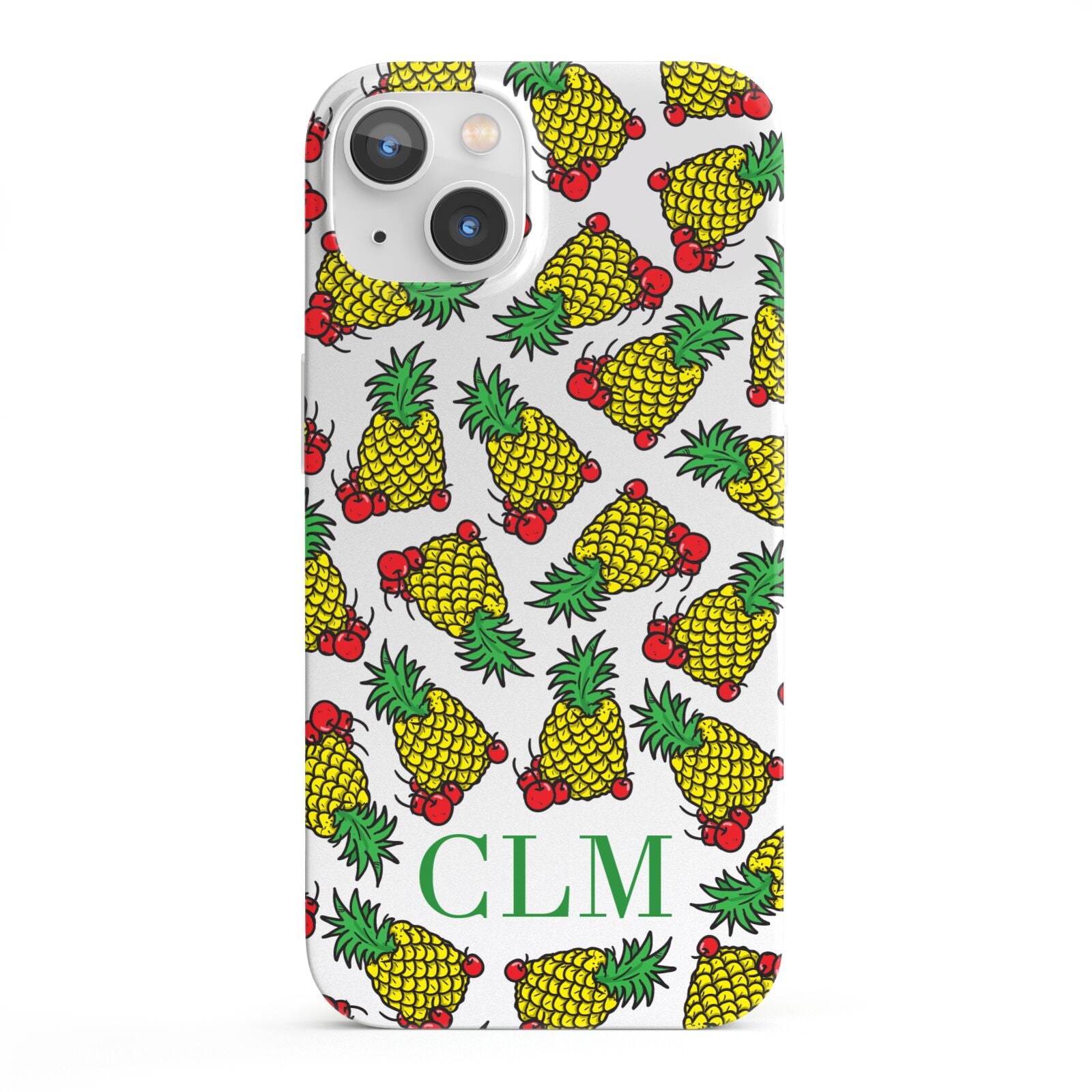 Personalised Pineapple Initials Clear iPhone 13 Full Wrap 3D Snap Case