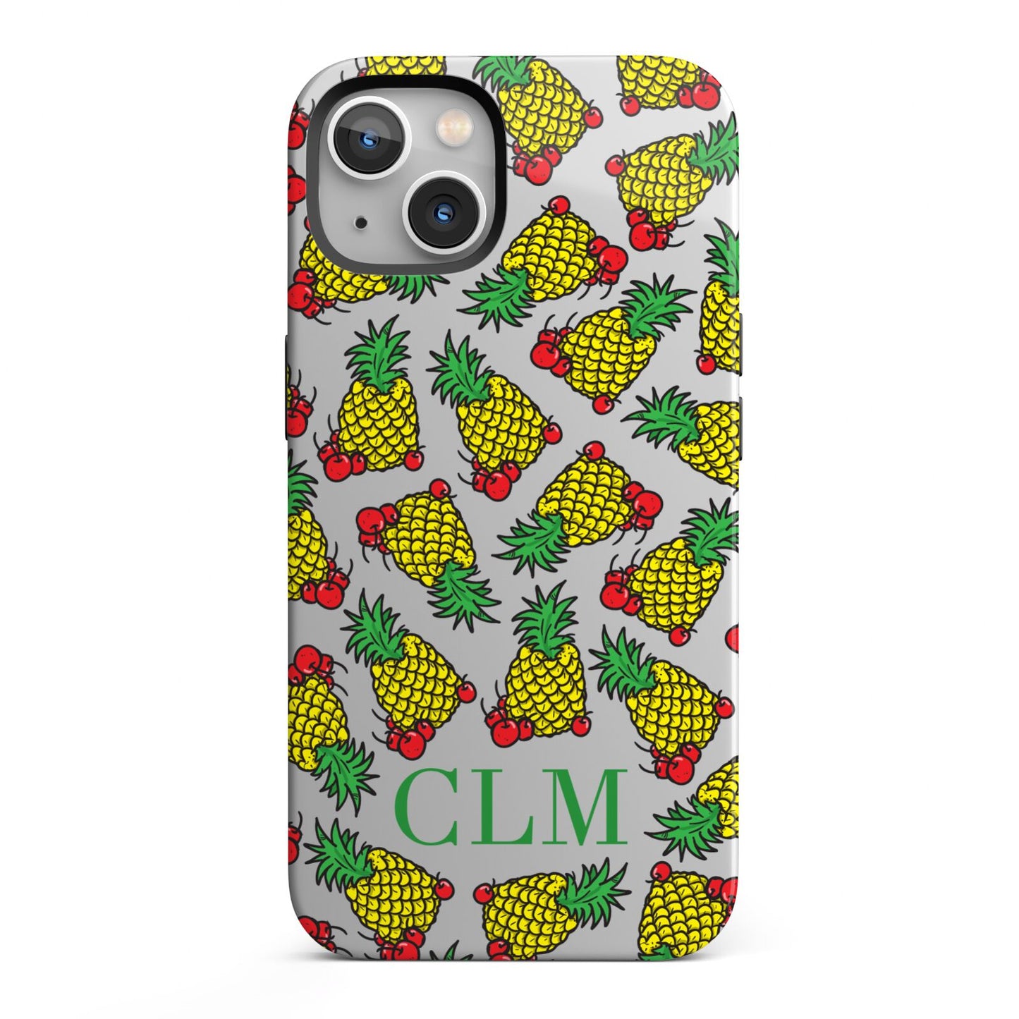 Personalised Pineapple Initials Clear iPhone 13 Full Wrap 3D Tough Case