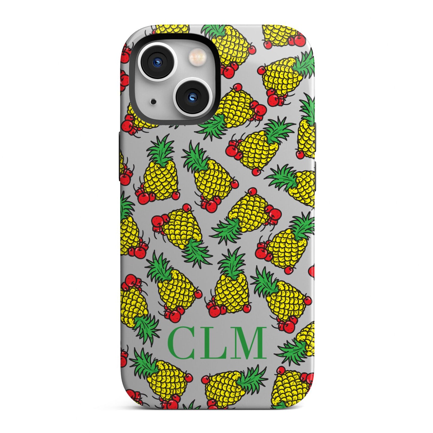 Personalised Pineapple Initials Clear iPhone 13 Mini Full Wrap 3D Tough Case