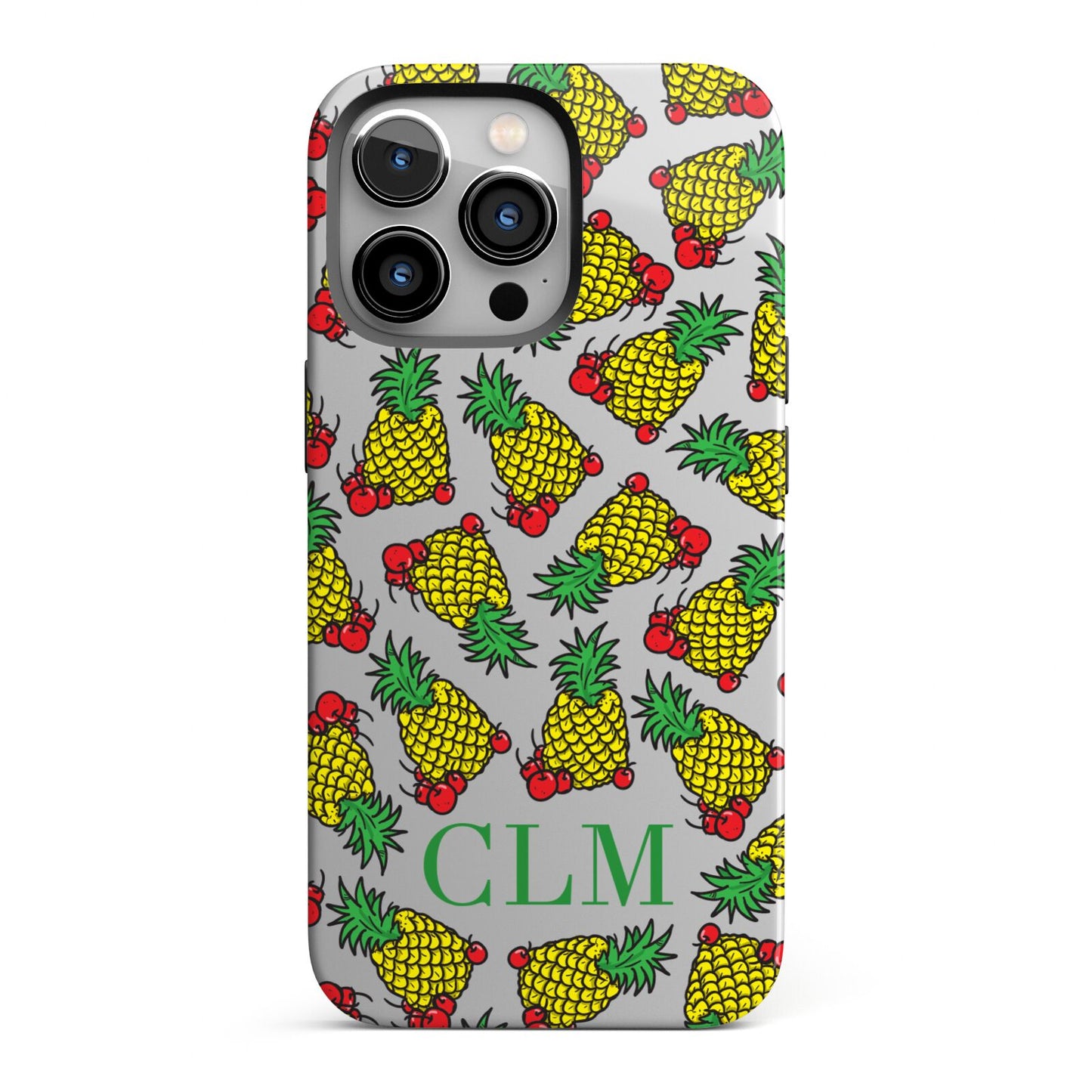 Personalised Pineapple Initials Clear iPhone 13 Pro Full Wrap 3D Tough Case