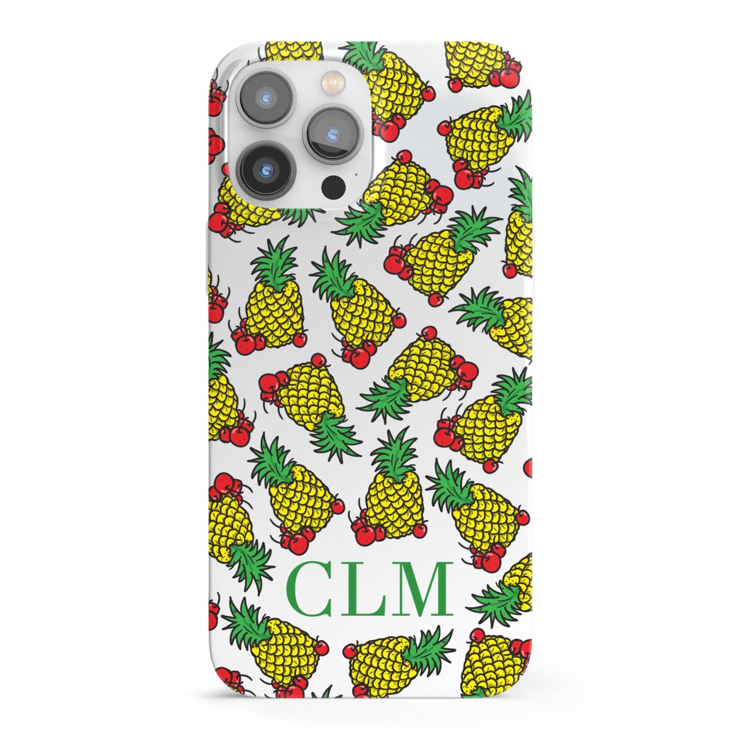 Personalised Pineapple Initials Clear iPhone 13 Pro Max Full Wrap 3D Snap Case