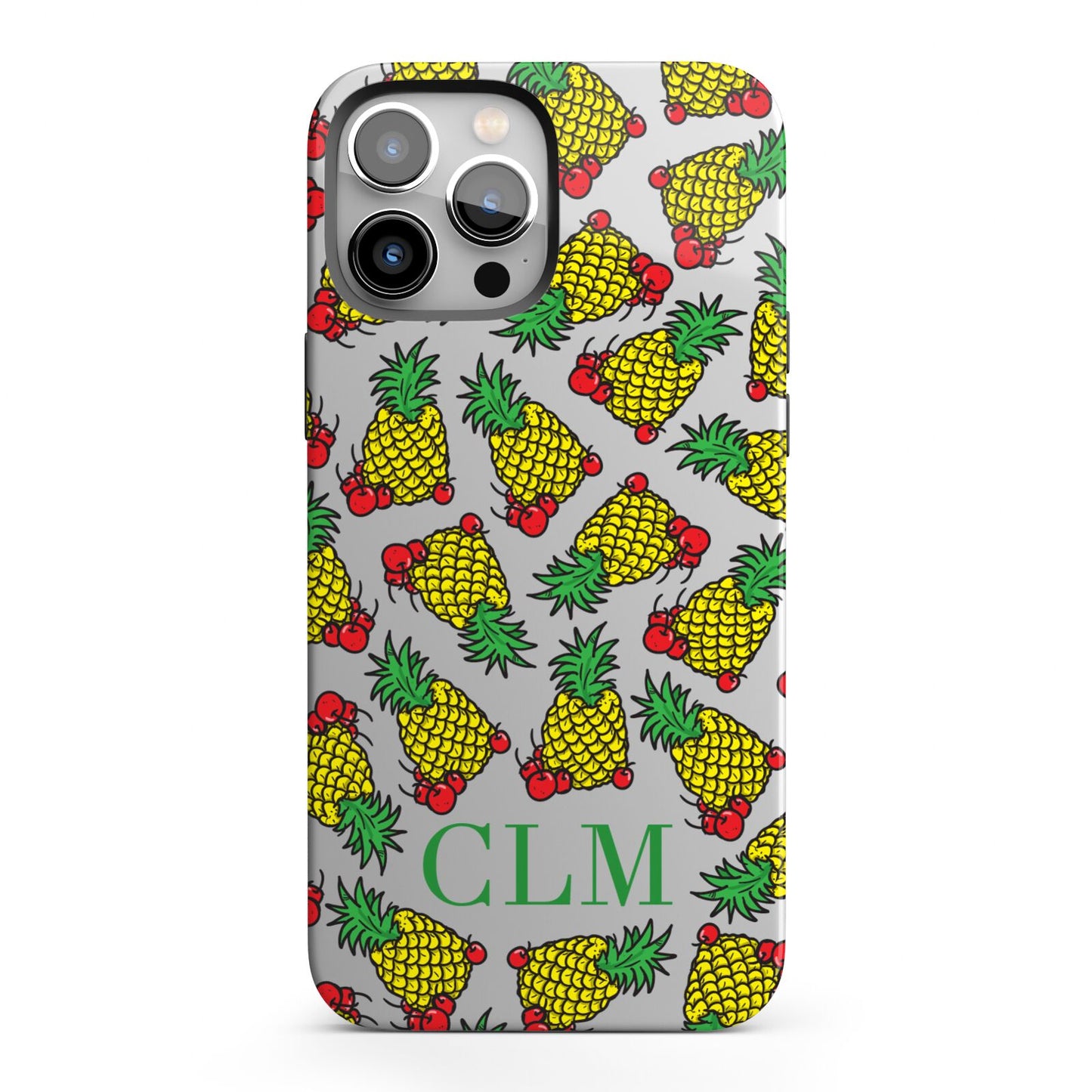 Personalised Pineapple Initials Clear iPhone 13 Pro Max Full Wrap 3D Tough Case