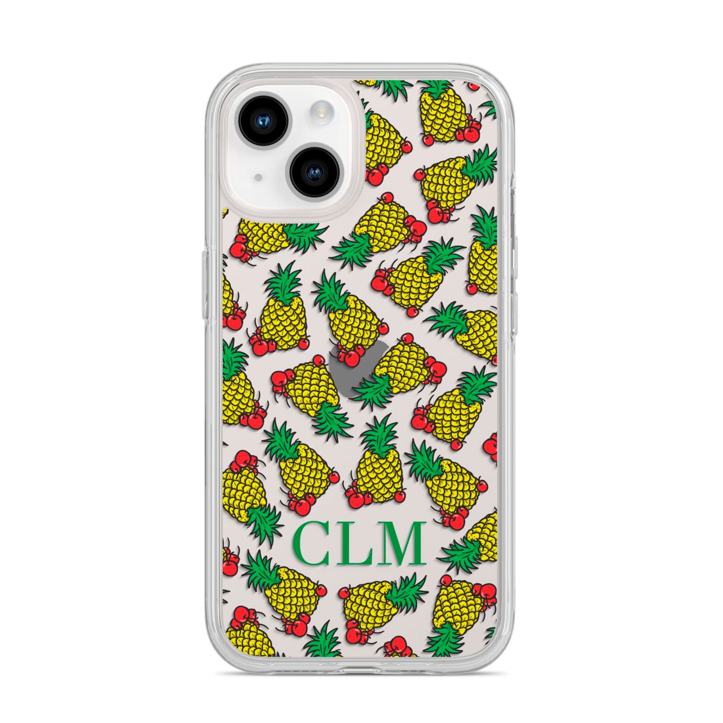 Personalised Pineapple Initials Clear iPhone 14 Clear Tough Case Starlight