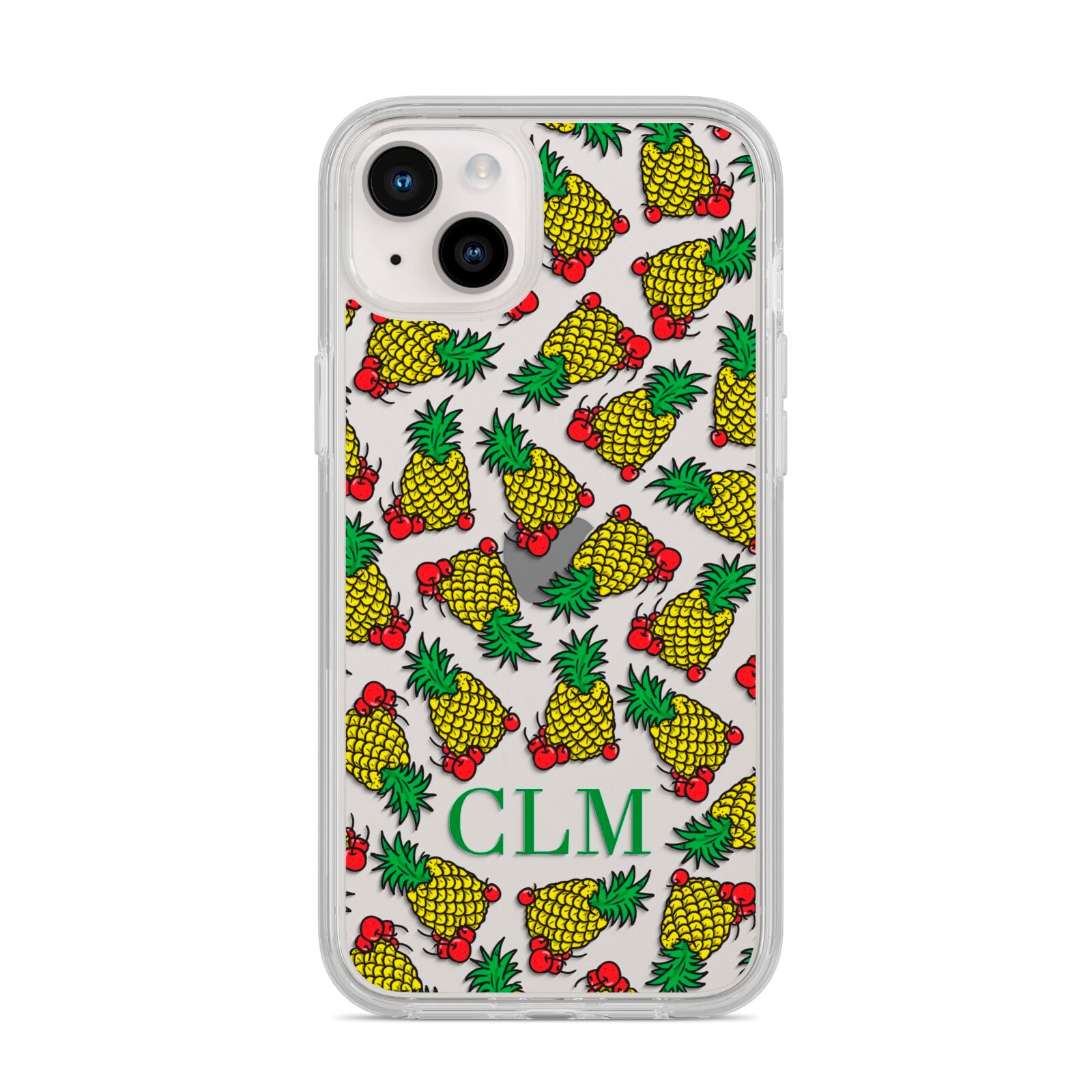 Personalised Pineapple Initials Clear iPhone 14 Plus Clear Tough Case Starlight