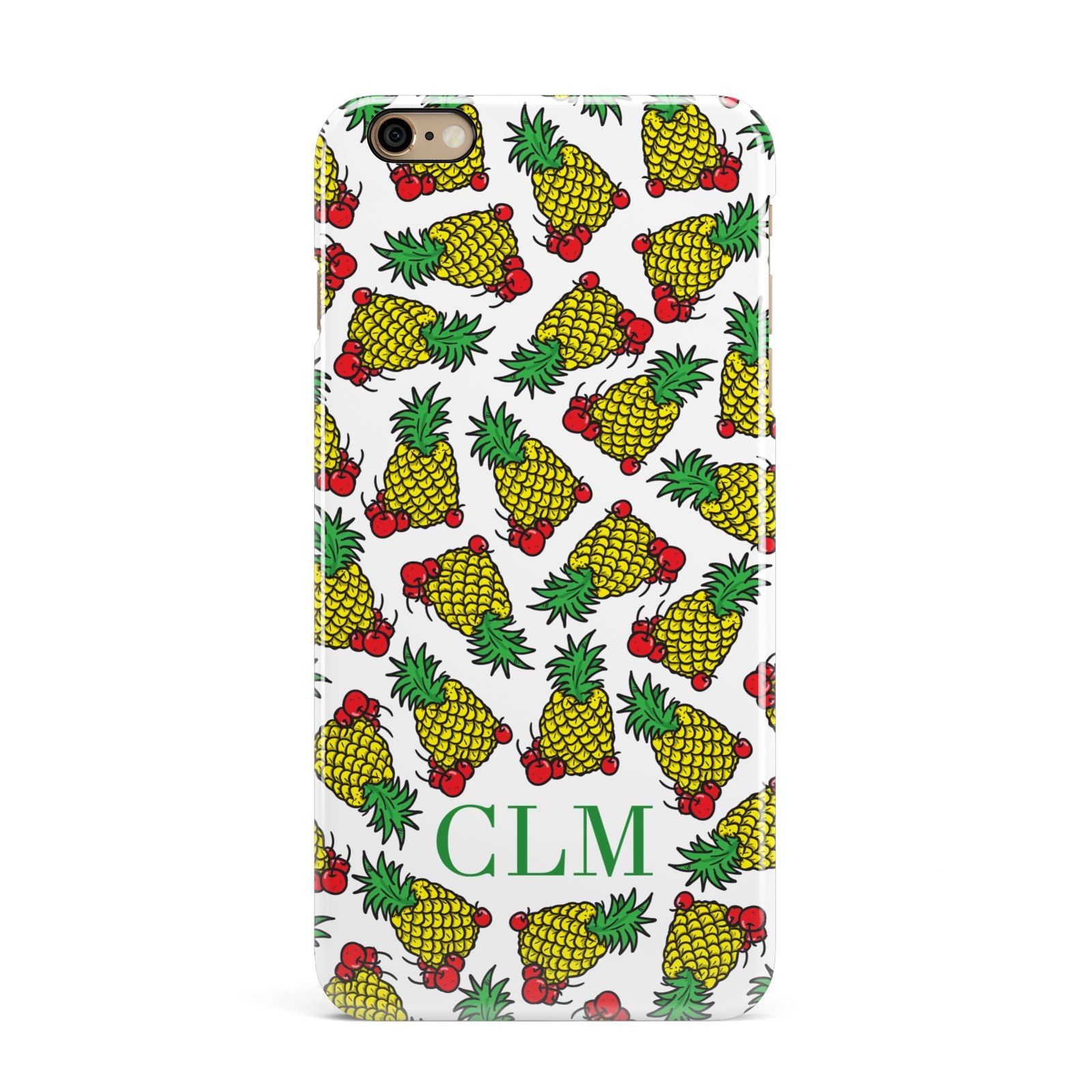 Personalised Pineapple Initials Clear iPhone 6 Plus 3D Snap Case on Gold Phone