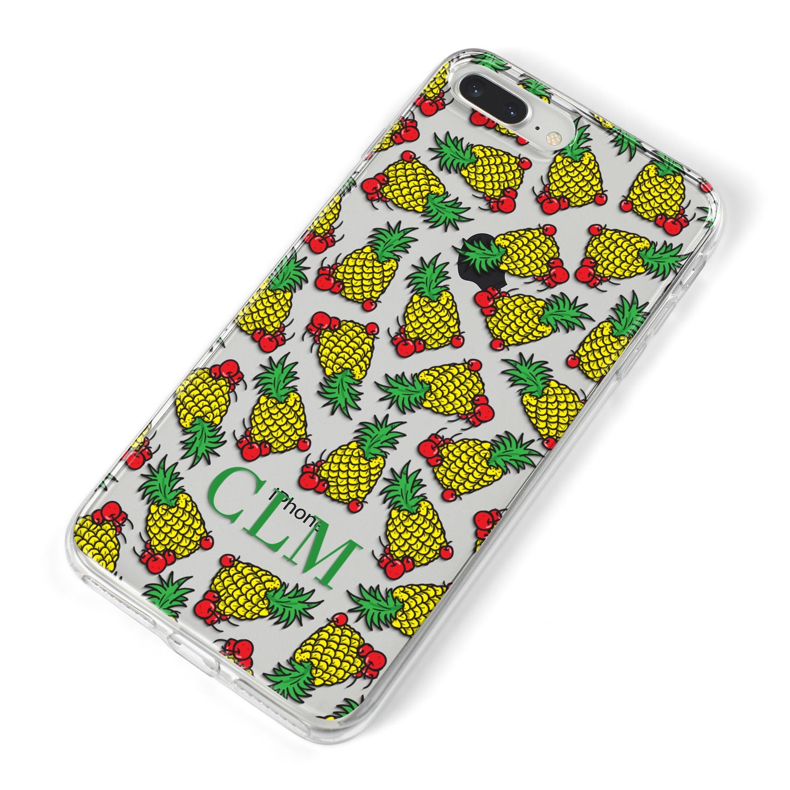Personalised Pineapple Initials Clear iPhone 8 Plus Bumper Case on Silver iPhone Alternative Image