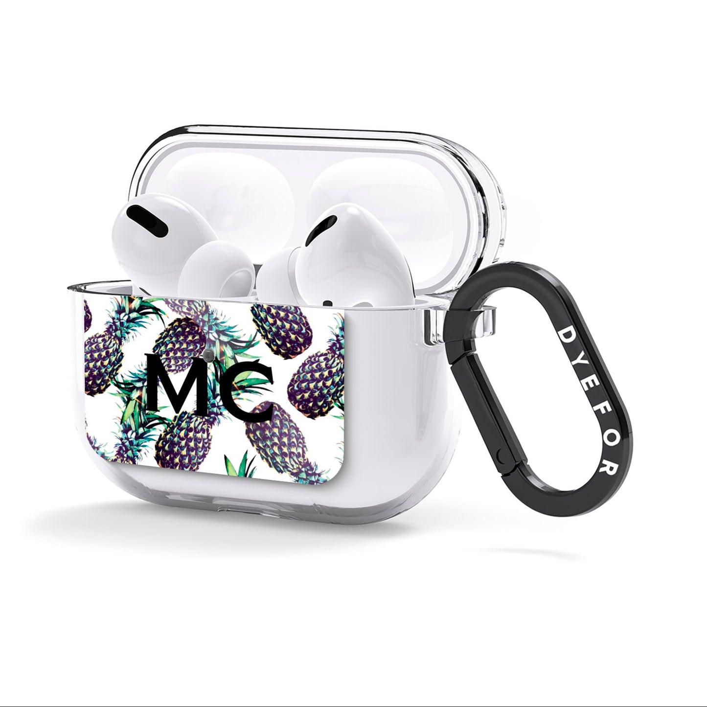 Personalised Pineapple Tropical White AirPods Clear Case 3rd Gen Side Image