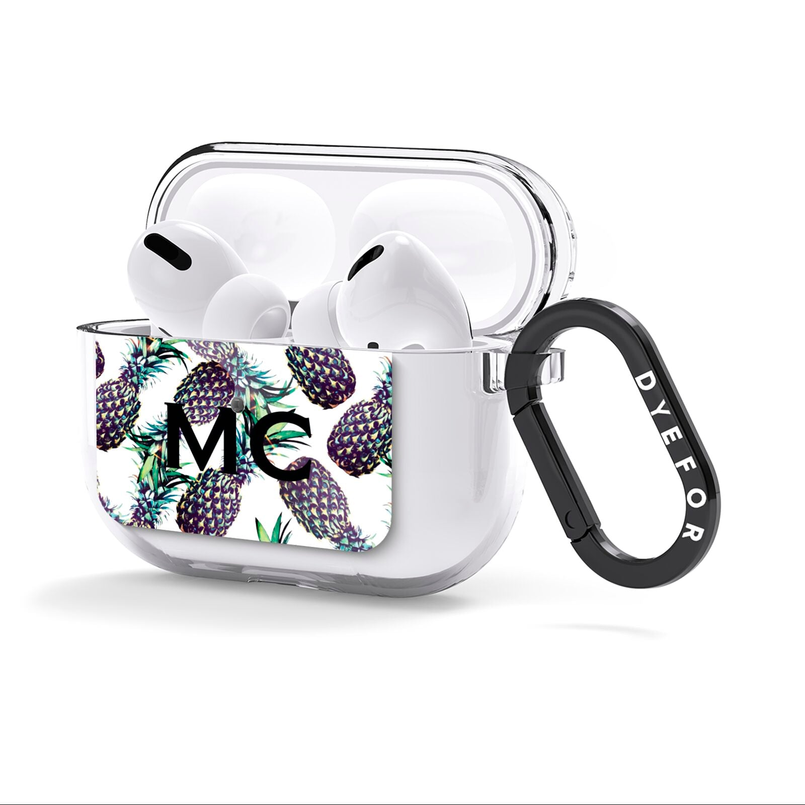 Personalised Pineapple Tropical White AirPods Clear Case 3rd Gen Side Image