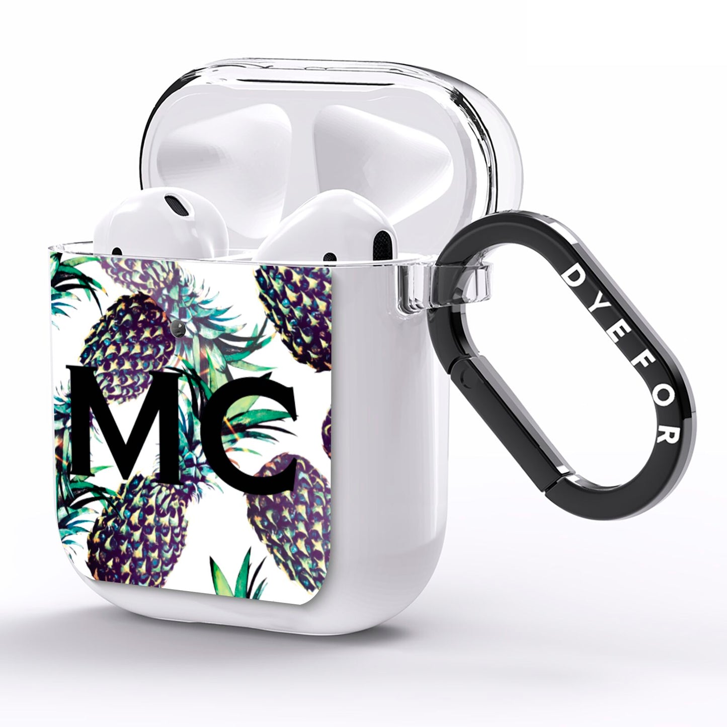 Personalised Pineapple Tropical White AirPods Clear Case Side Image