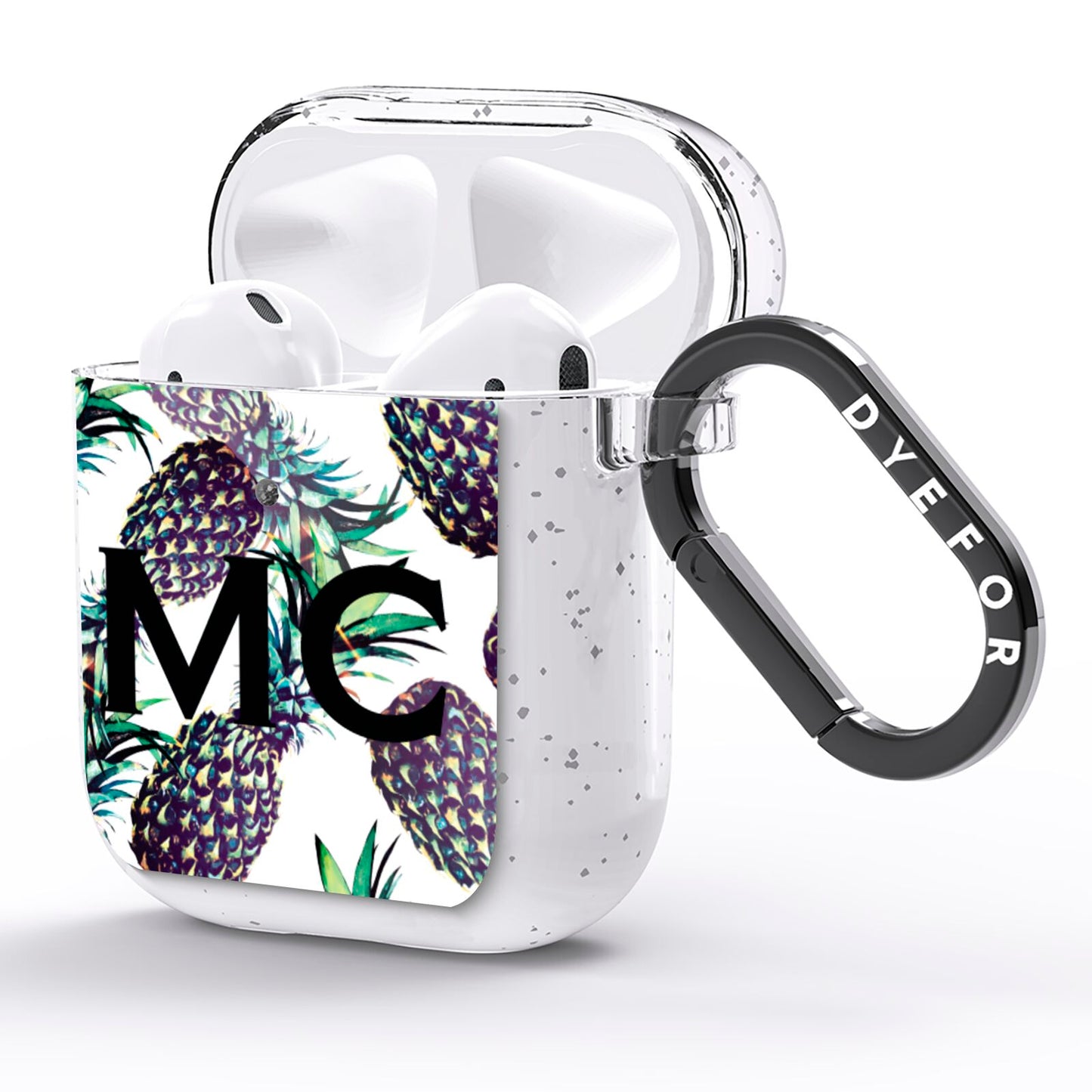 Personalised Pineapple Tropical White AirPods Glitter Case Side Image