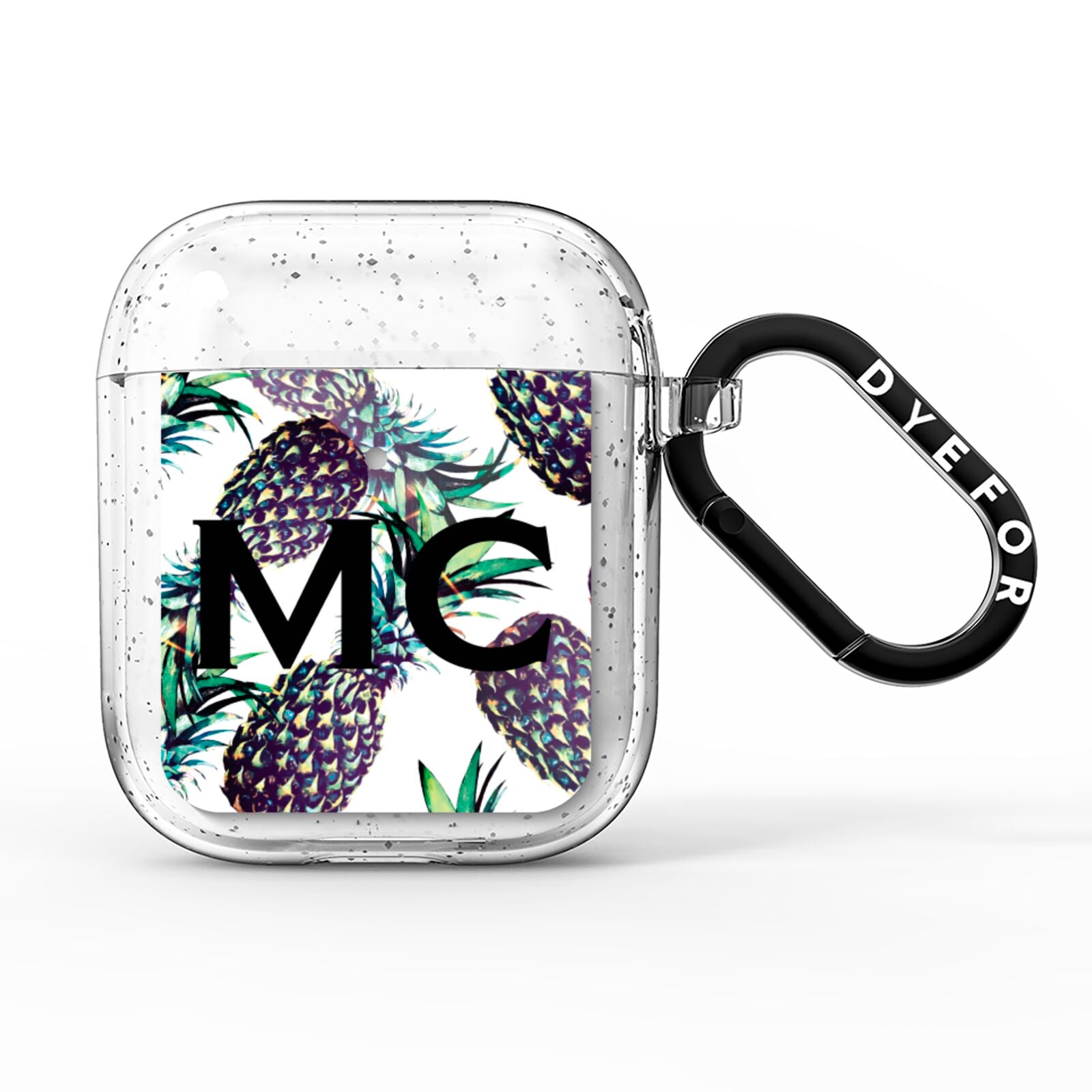 Personalised Pineapple Tropical White AirPods Glitter Case