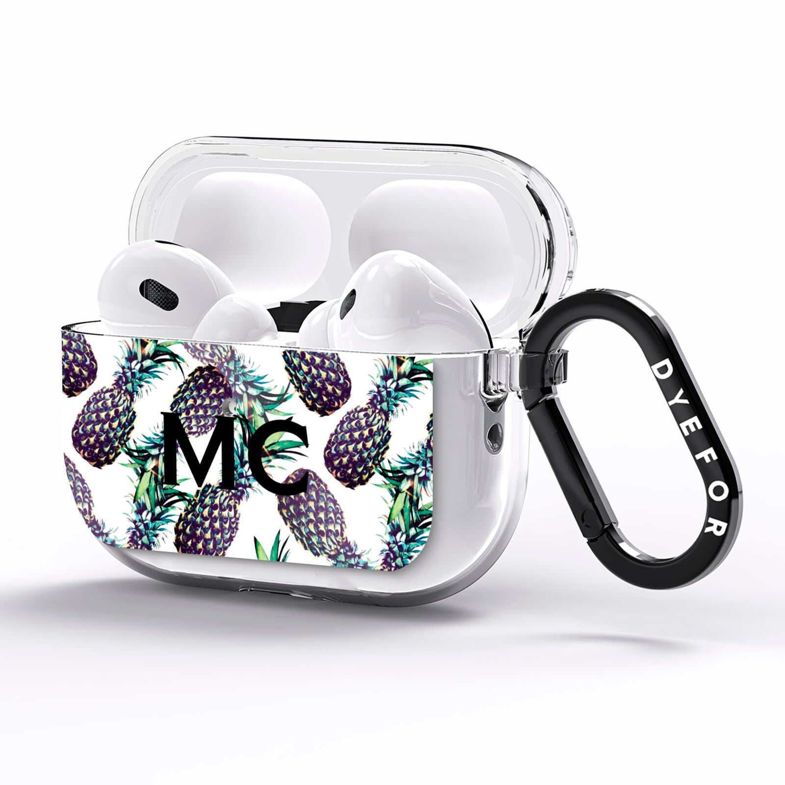 Personalised Pineapple Tropical White AirPods Pro Clear Case Side Image