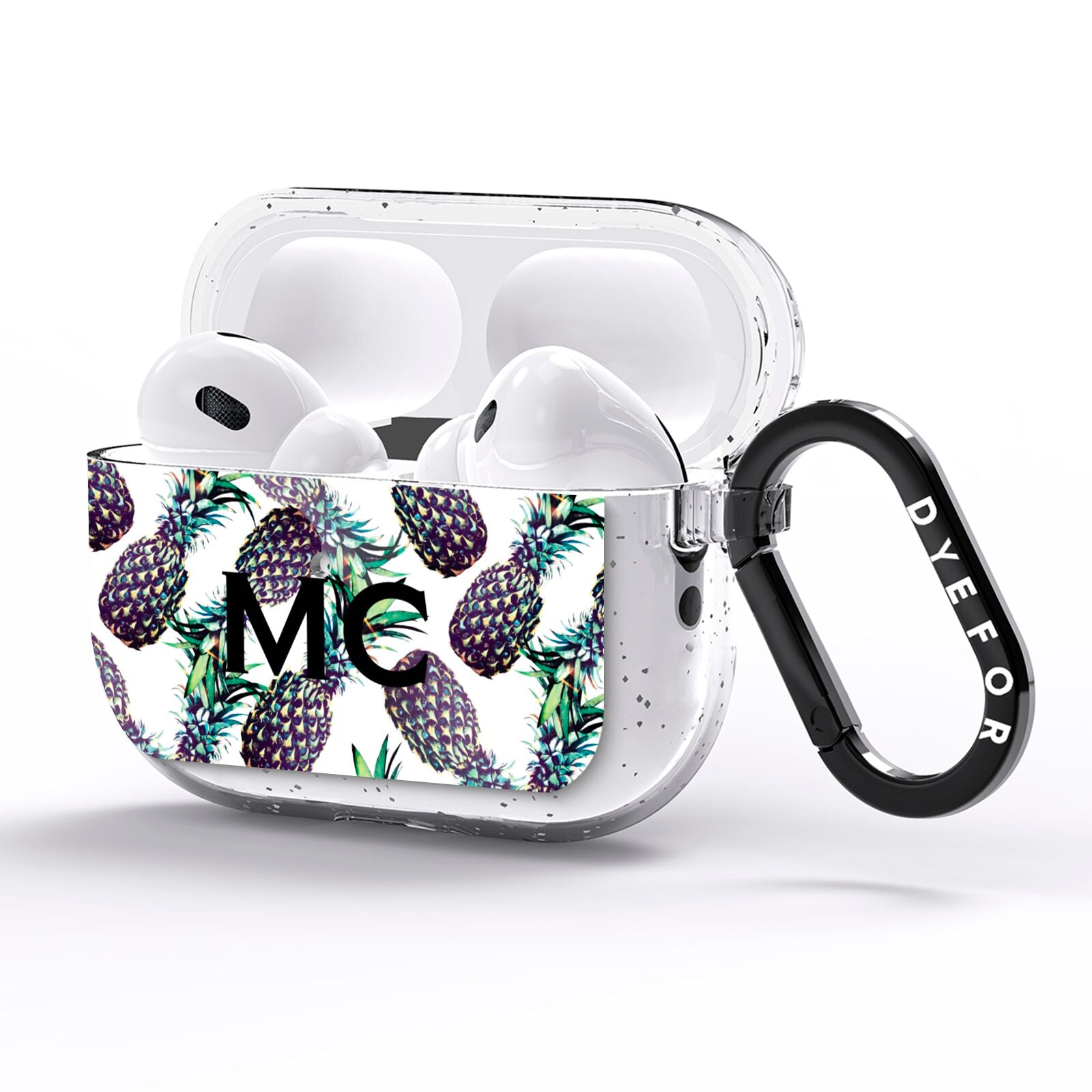 Personalised Pineapple Tropical White AirPods Pro Glitter Case Side Image
